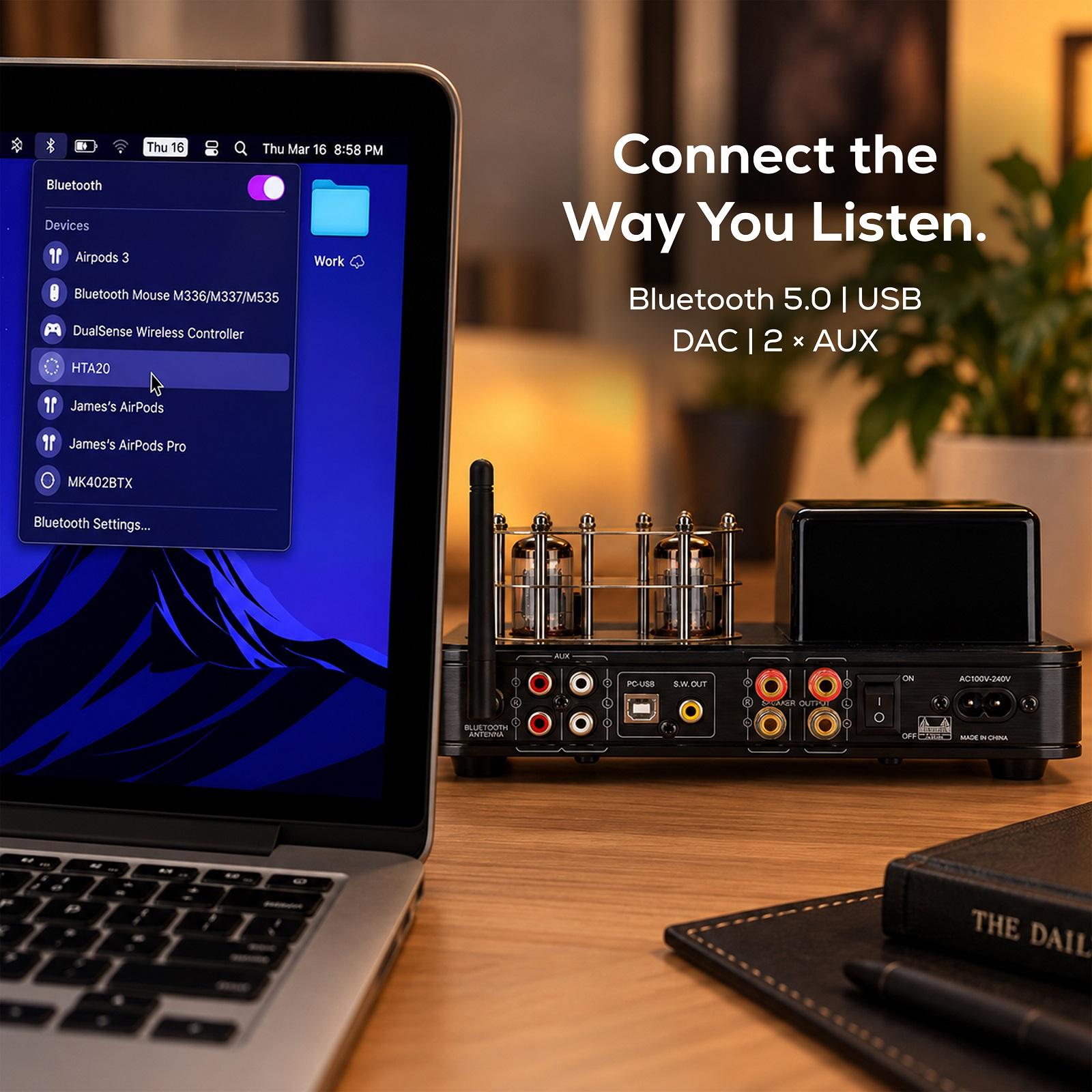 Dayton Audio HTA20 30 Watt Integrated Stereo Hybrid Tube Amplifier